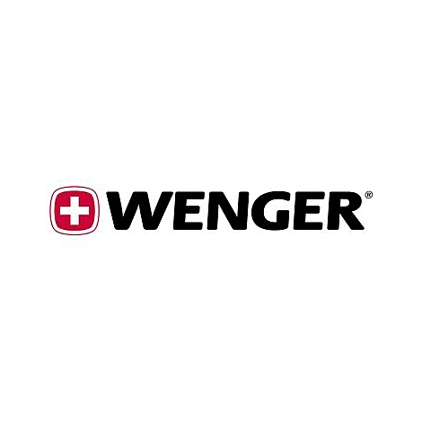 Logo der Marke Wenger: ein rotes Kreuz in einem roten Quadrat mit weißem Rand, gefolgt vom Schriftzug WENGER in schwarzer Schrift.