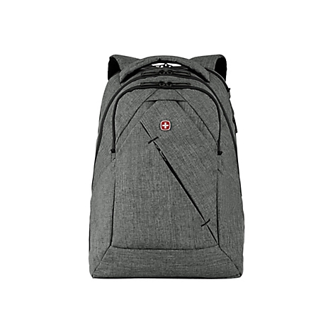 Grauer Rucksack mit dem Schweizer Kreuz.