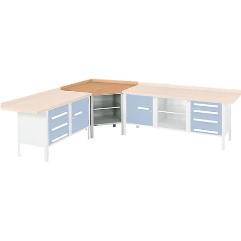 Werkbank-Ecklösung Schäfer Shop Select PWi 75, Buche Multiplexplatte, bis 750 kg, B 1095 x T 1095 x H 840 mm