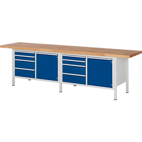 Werkbank Serie 8470, 8 Schubladen, 2 Türen mit je 1 Fachboden, Tiefe 700  oder 900 mm günstig kaufen | Schäfer Shop