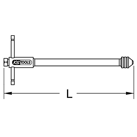 Werkzeug mit KS TOOLS Logo und Maßangabe L.