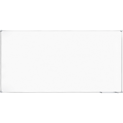 White whiteboard with silver frame; pen at the bottom right.