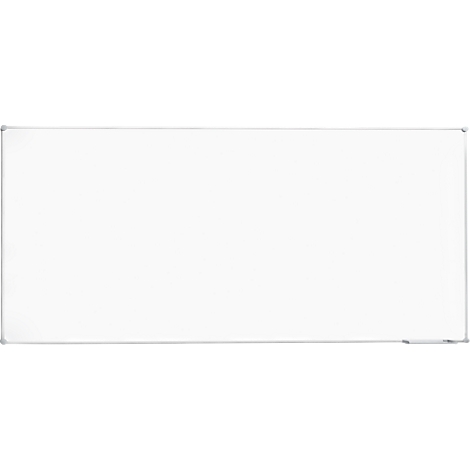 Whiteboard with silver frame. There is a whiteboard marker in the lower right corner.