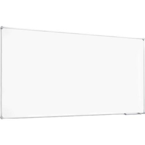 Large, rectangular white board with silver frame.