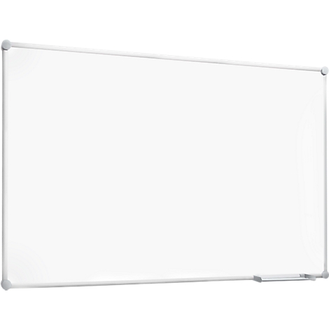 White whiteboard with silver frame. A sponge is on the bottom right.