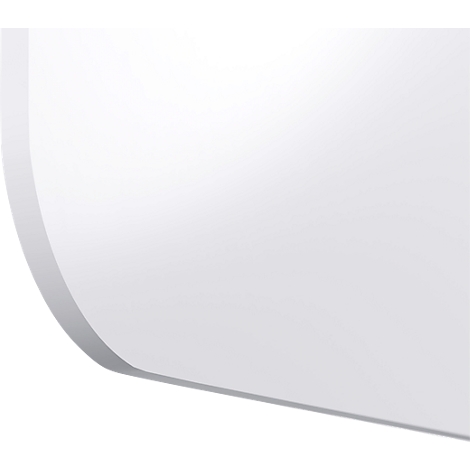 Een gedeelte dat een afgeronde witte hoek met een schaduw laat zien. De vormen zijn zacht en minimalistisch.