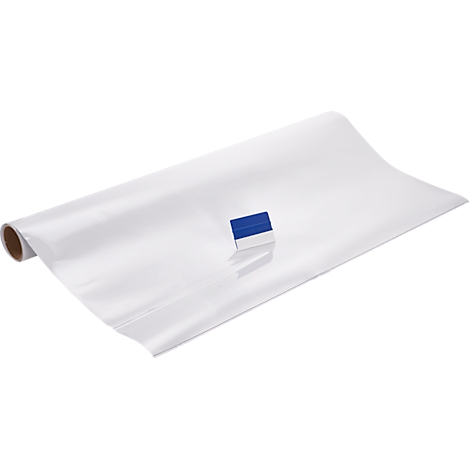 A roll of white paper with a blue squeegee.