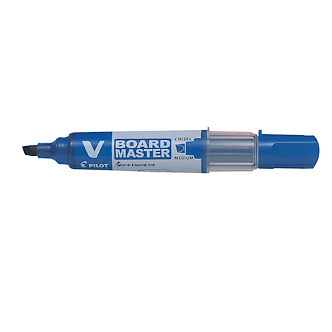 Blue Board Master pen. The pen has a black, angled tip and the words "Board Master" and "Pilot".