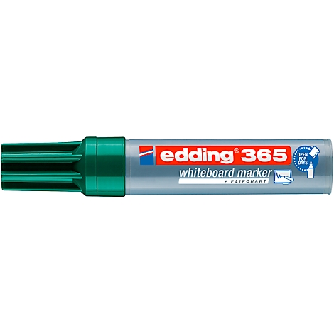 Eine Hand befüllt einen Edding-Boardmarker mit schwarzer Tinte. Tropfen fallen in den Marker.
