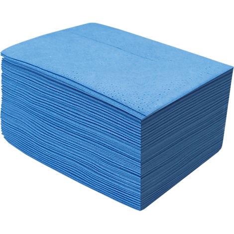 Stapel blauer Tücher. Geordnet übereinandergelegt. Sichtbar ist eine strukturierte Oberfläche.