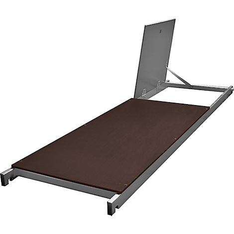 A metal construction with a brown panel and a silver flap.