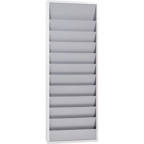 White wall magazine with gray compartments.