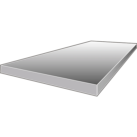 Grey rectangular plate with rounded edges, shown in perspective.