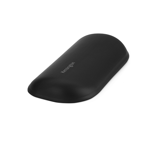 Black ergonomic wrist rest with Kensington logo. Rounded shape, slightly curved top.