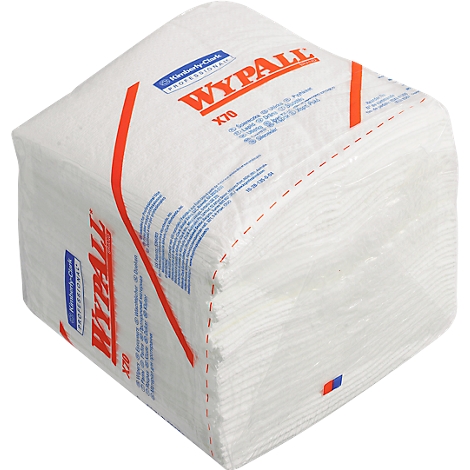 A package of WYPALL cleaning wipes. Inscription: Kimberly-Clark Professional. Red stripe and red print on a white background.