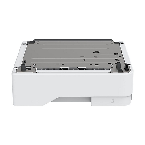 Ein weiÃŸer Drucker ohne GehÃ¤use, von unten fotografiert, graue Innenplatte. Auf der rechten Seite die Zahl 2.