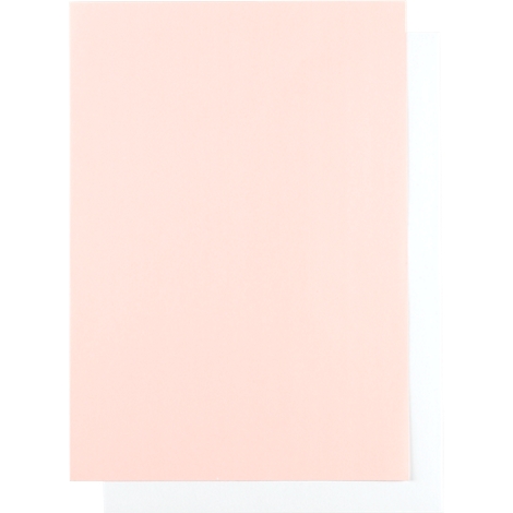 A pink card on a white background.