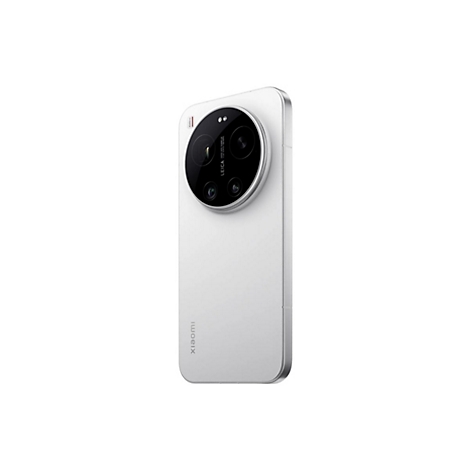 Weißes Smartphone mit schwarzem Kameramodul. Leica-Logo und Xiaomi-Schriftzug.