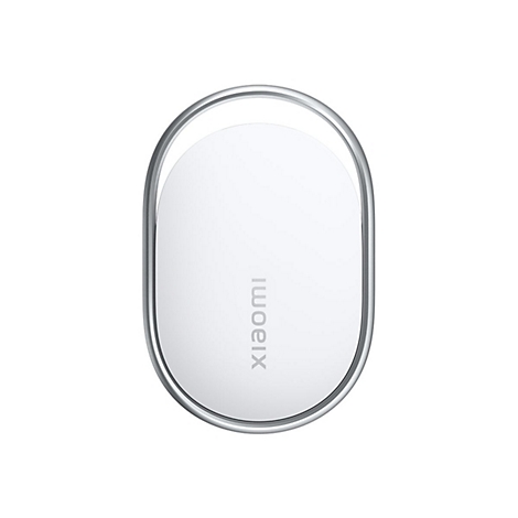 Kabelloses Xiaomi-Ladegerät, weiß, ovalförmig, mit silbernem Rand und Xiaomi-Logo.