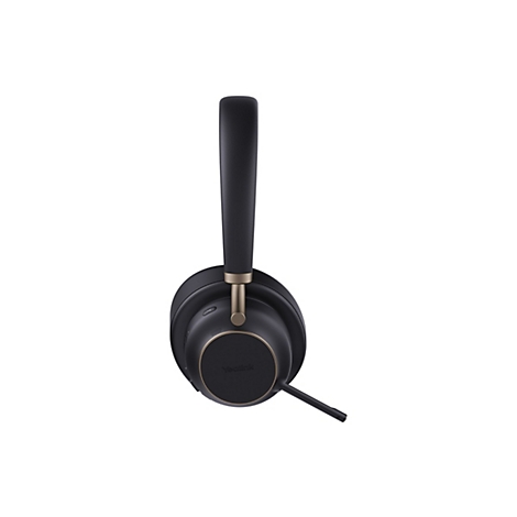 Schwarzes Headset mit Goldakzenten, Yealink-Logo, weißer Hintergrund.