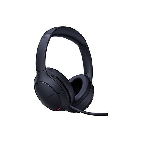 Schwarzes Yealink Headset mit Over-Ear-Polstern, Mikrofonarm und Adaptive ANC Schriftzug vor weißem Hintergrund.