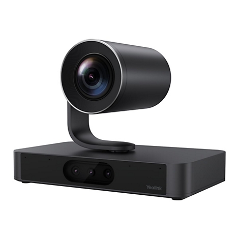 Schwarze Videokonferenzkamera mit Objektiv und Logo Yealink.