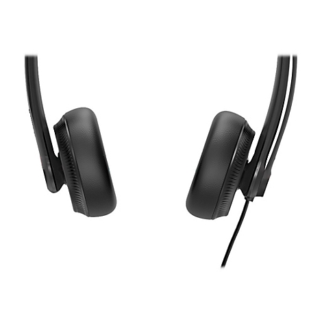Zwei schwarze KopfhÃ¶rer von der Seite auf weiÃŸem Hintergrund. Ein Kabel ist erkennbar.