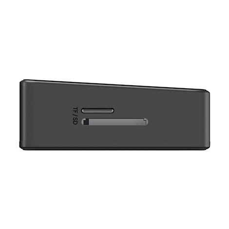 Appareil électronique gris foncé, côté avec fente TF/SD.