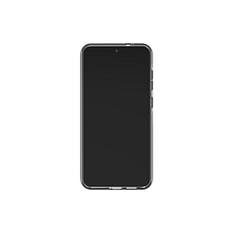 Smartphone, der in einer transparenten Schutzhülle steckt. Das Display ist schwarz, die Hülle umschließt das Gerät.