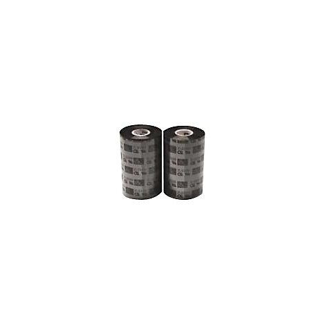 Zwei schwarze Thermotransfer-Farbbandrollen mit Zebra-Logo und Z-Band-Beschriftung auf weißem Hintergrund.