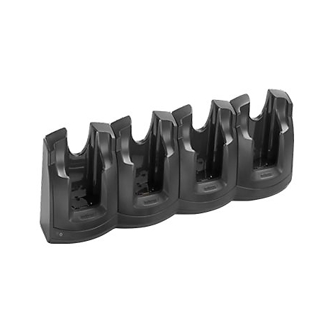 Mehrfachladestation für Barcodescanner, schwarz. Bestehend aus vier einzelnen Ladestationen.