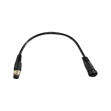 Schwarzes Kabel mit zwei Steckern. Stecker links mit runden Pins, rechts mit Löchern. Weißer Hintergrund.