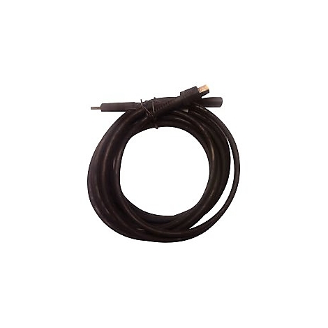Un câble noir enroulé en spirale. Une extrémité est dotée d'un connecteur HDMI, l'autre d'une broche métallique.