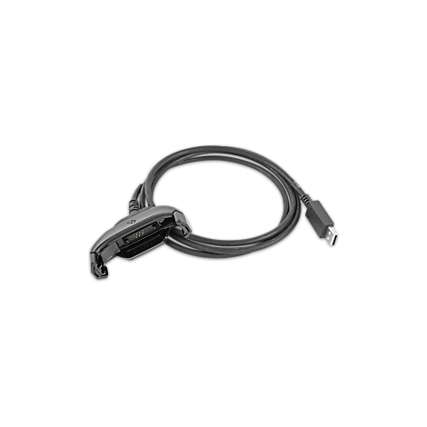 Ein schwarzes USB-Kabel mit Anschluss und Stecker auf schwarzem Hintergrund.