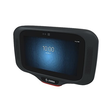 Tablette noire avec écran tactile. Il est 10h00. Le logo Zebra est visible en bas.