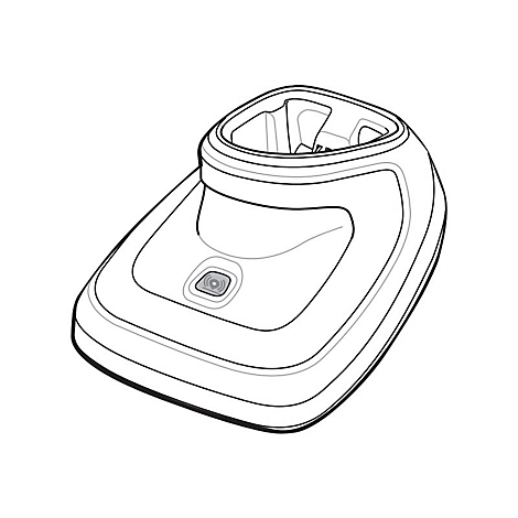 Schwarz-weiße Darstellung einer Ladestation für ein elektronisches Gerät.