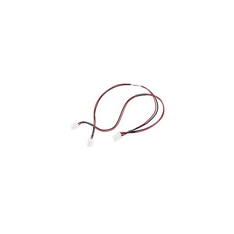 Zwei Kabel mit roten und schwarzen Adern und zwei weißen Steckern liegen auf weißem Hintergrund.