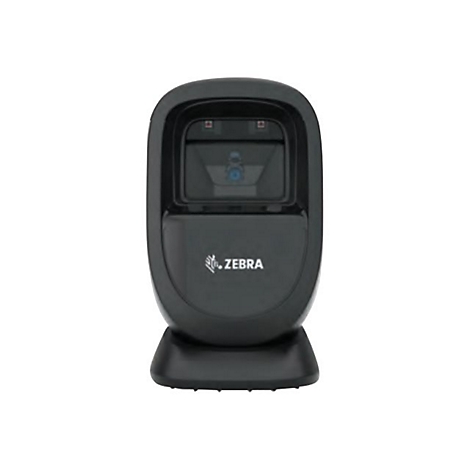 Scanner noir avec le logo Zebra sur fond blanc.