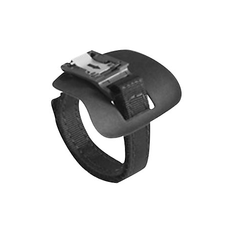 Adaptateur de bracelet noir avec boucle. Il y a un connecteur pour les appareils en haut.