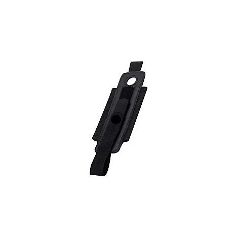 Schwarze Handgelenkstütze mit Loch und Klettverschluss. Schlaufe für die Fixierung.