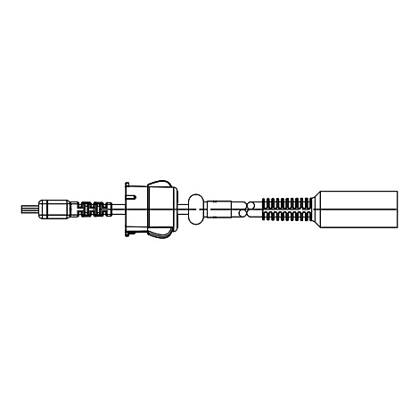 Schwarz-weiße, technische Zeichnung. Verschiedene Elemente einer technischen Komponente, mit vielen Details dargestellt.