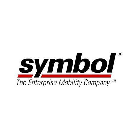 Logo der Firma Symbol, schwarze Schrift auf weißem Hintergrund, roter Balken, darunter steht: The Enterprise Mobility Company.