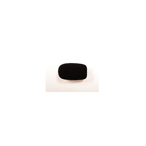 Ein schwarzer Mikrofon-Windschutz aus Schaumstoff vor weißem Hintergrund.