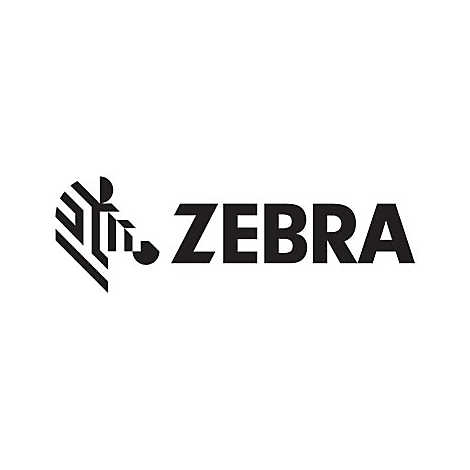 Das schwarze Logo von Zebra Technologies auf weißem Hintergrund zeigt einen abstrahierten Zebrakopf.
