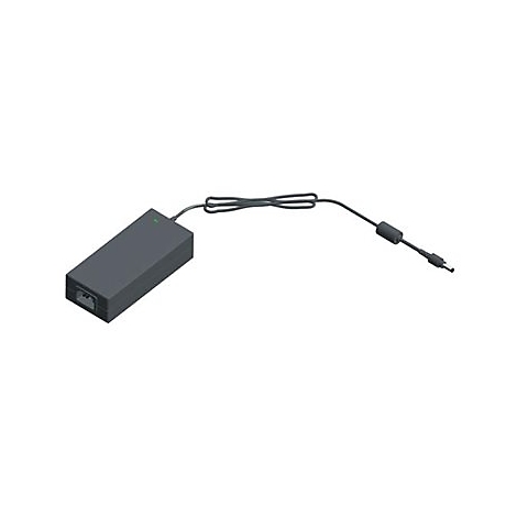 Ein schwarzes Netzteil mit Kabel und Stecker.