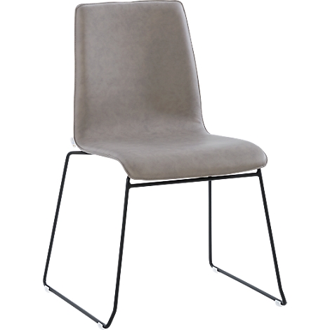 Chair with grey seat and backrest. Black frame.