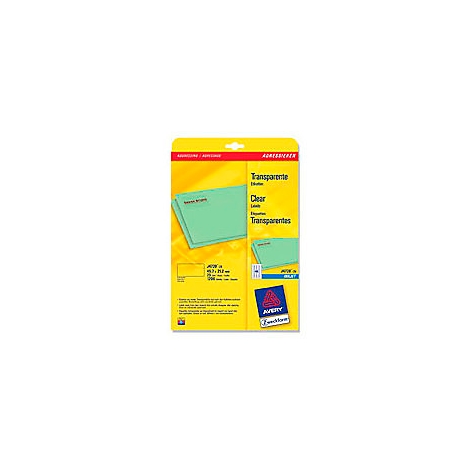 Gelbes Etikettenpaket mit transparenten Etiketten und Schriftzug.