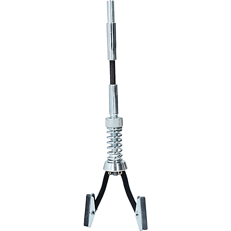 Metallisches Honwerkzeug mit zwei Schleifklötzen. Feder und Gewinde zur Anpassung.