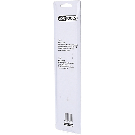 Verpackung eines KS TOOLS Produkts, weiß mit Logo und Barcode. Textinformationen, wie Produktnummern und Kontaktdaten.