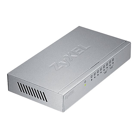 Grauer Zyxel-Router. Auf der Oberseite steht Zyxel geprÃ¤gt. Auf der Vorderseite befinden sich Kontrollleuchten.